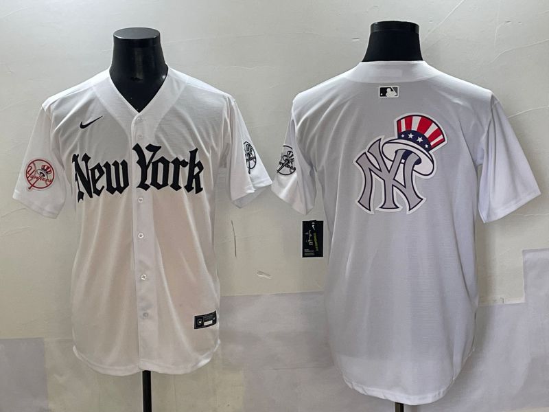 Men 2025 New York Yankees Blank White Five generations Joint Name Nike MLB Jersey style 74